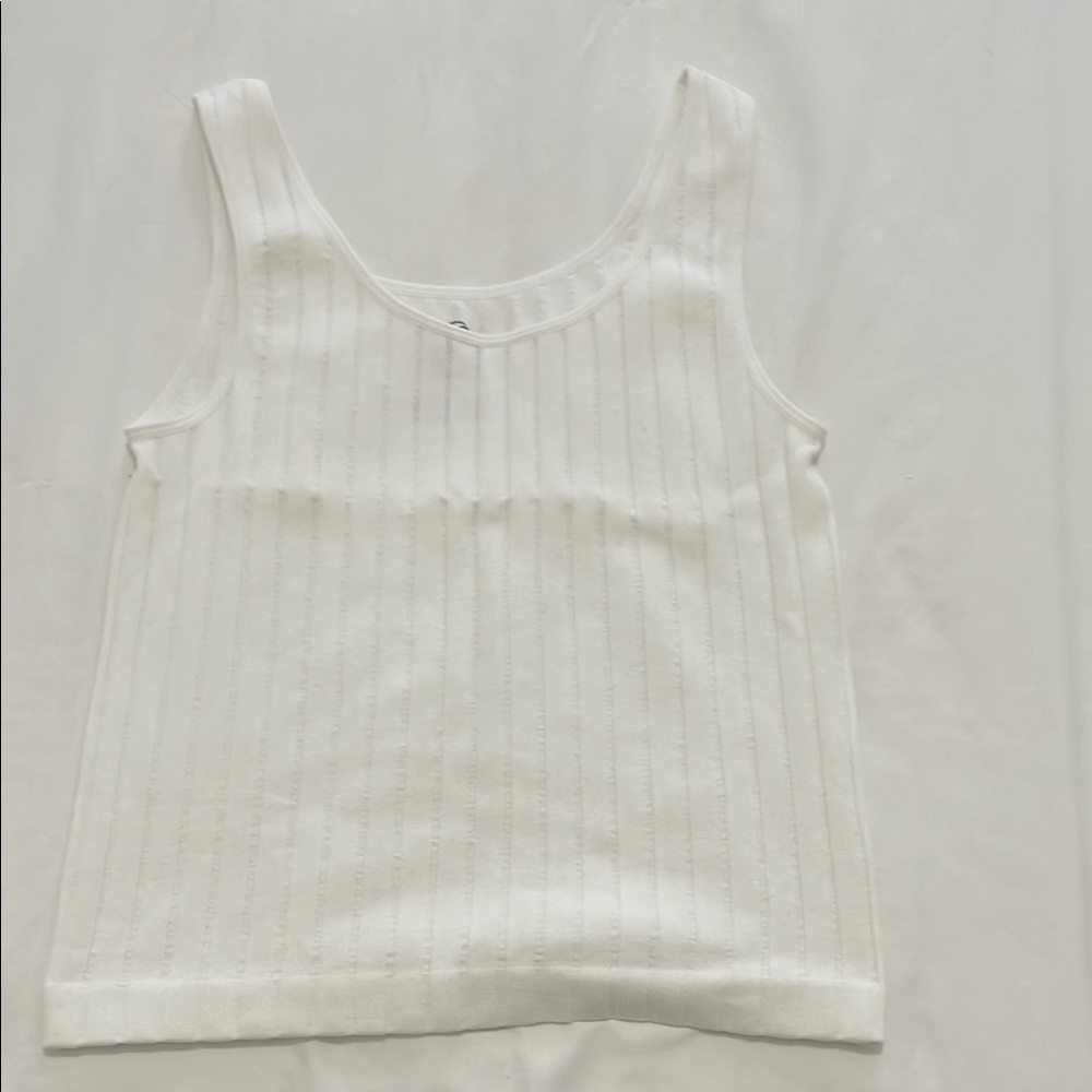 White Ribbed Tank Top